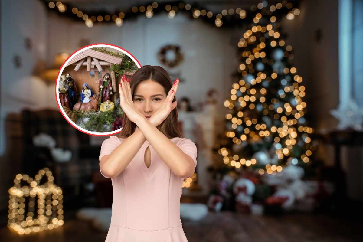 presepe donna e stanza natalizia