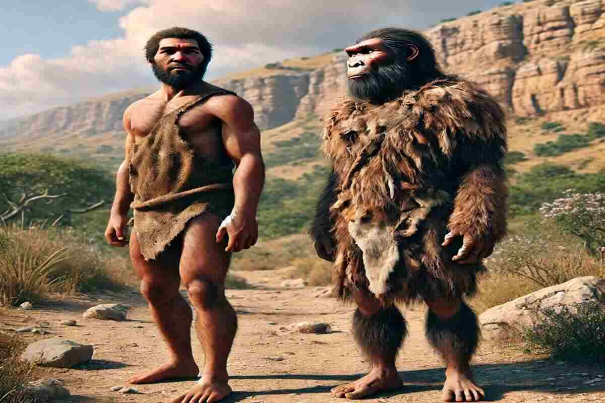 elaborazione di un homo sapiens e un neandertal