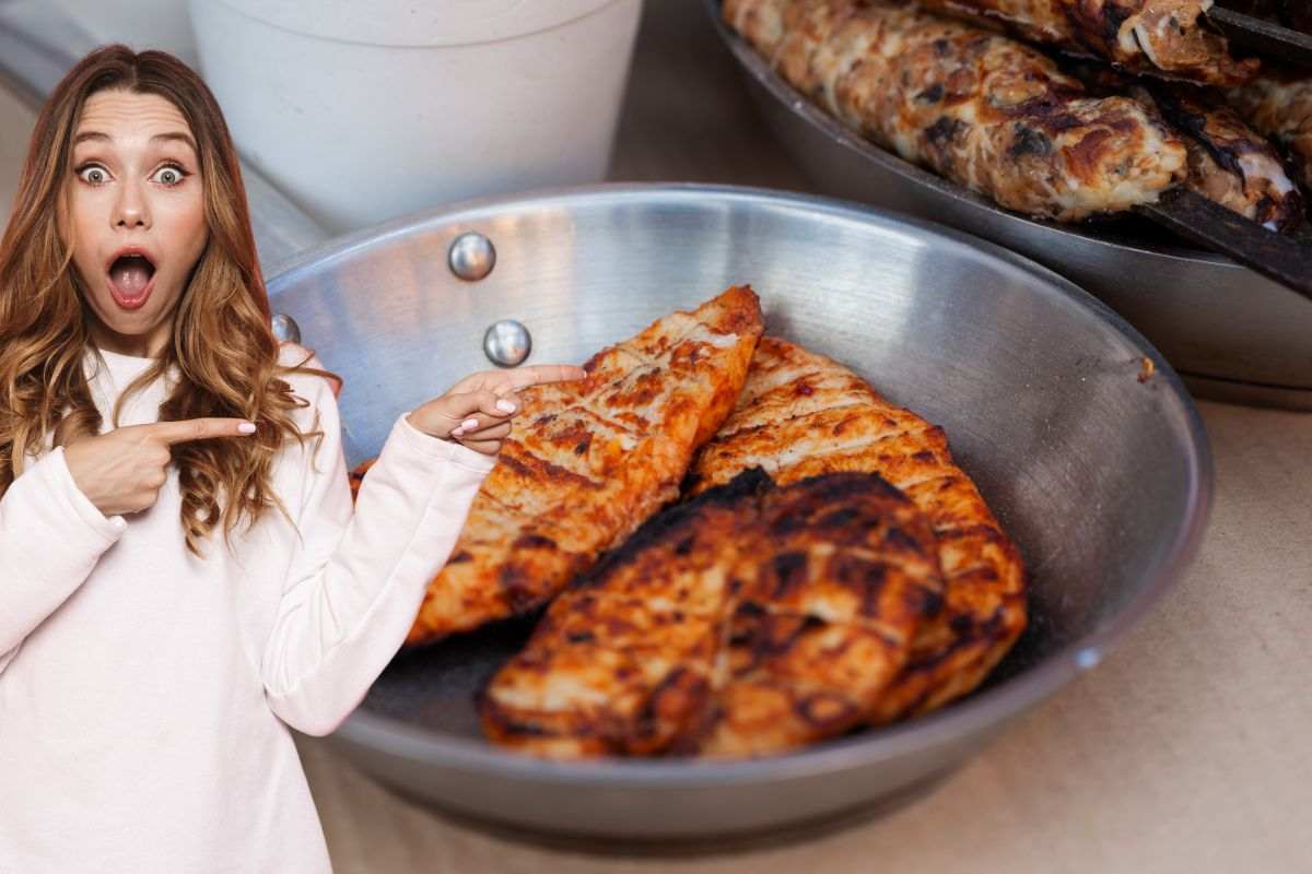 petto di pollo e donna sorpresa